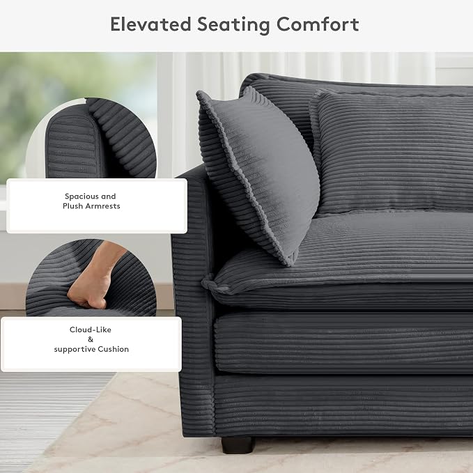 ROWHY 113'' Modular Sectional Cloud Corner Couch, 5 Seater L Shape Sofa Big - Image 5