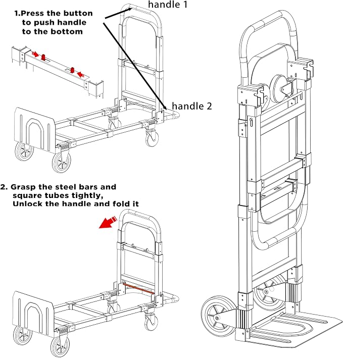 Black Convertible Hand Truck Dolly Cart - Image 7