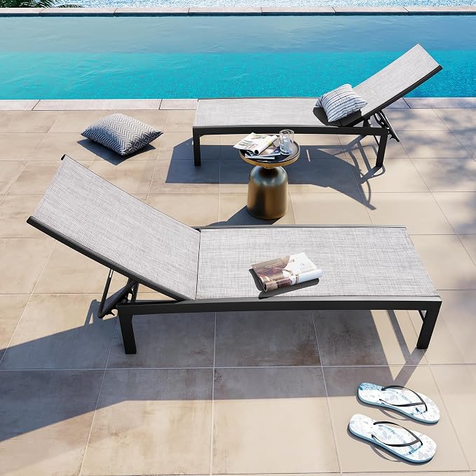 Crestlive Products Pool Lounge Chair Outdoor Set of 2, Chaise Lounge Chairs - Image 7