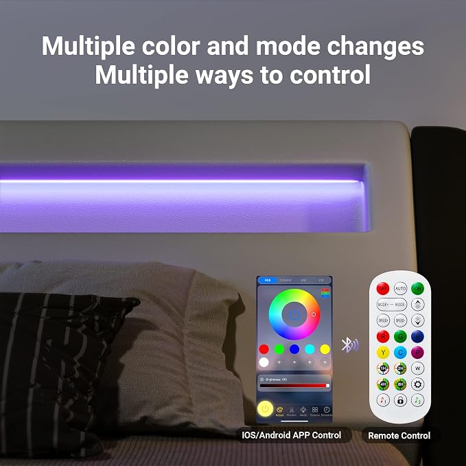 Allewie King Size LED Platform Bed Frame - Image 5
