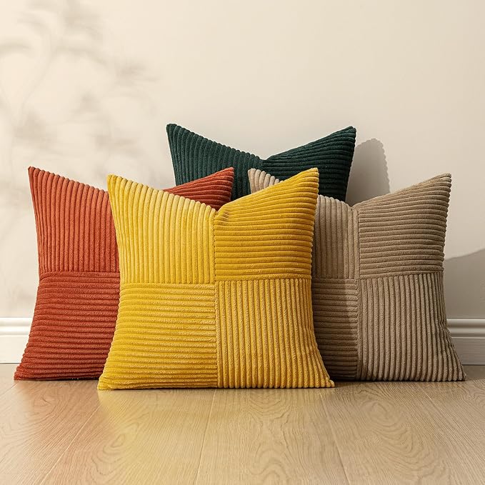MIULEE Green Rust Throw Pillow Covers 20x20 Inch Set of 4 Boho Farmhouse Soft - Image 5