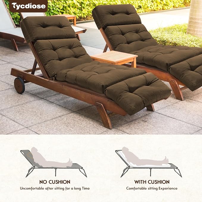 Waterproof Outdoor Chaise Lounge Chair Cushion 74.4 x 22 x 4.7 Inches Memory - Image 6