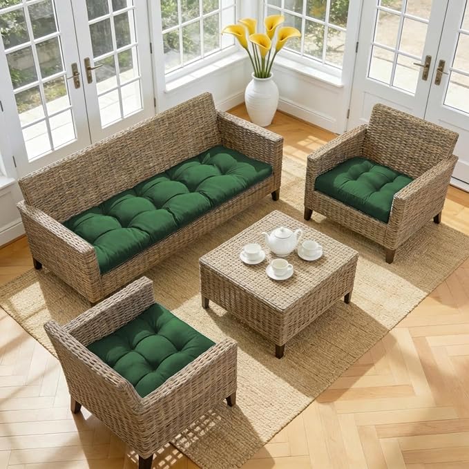 Wicker Chair Cushions of 3 Pieces, Waterproof Cushions - Image 6