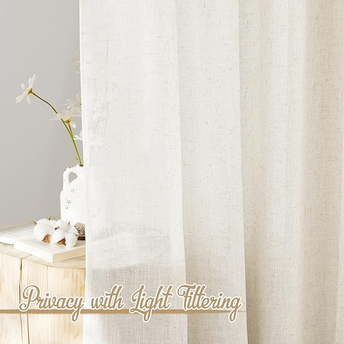 NICETOWN Casual Linen Cafe Curtains 30 inch Length, Rod Pocket & Back Tab - Image 3