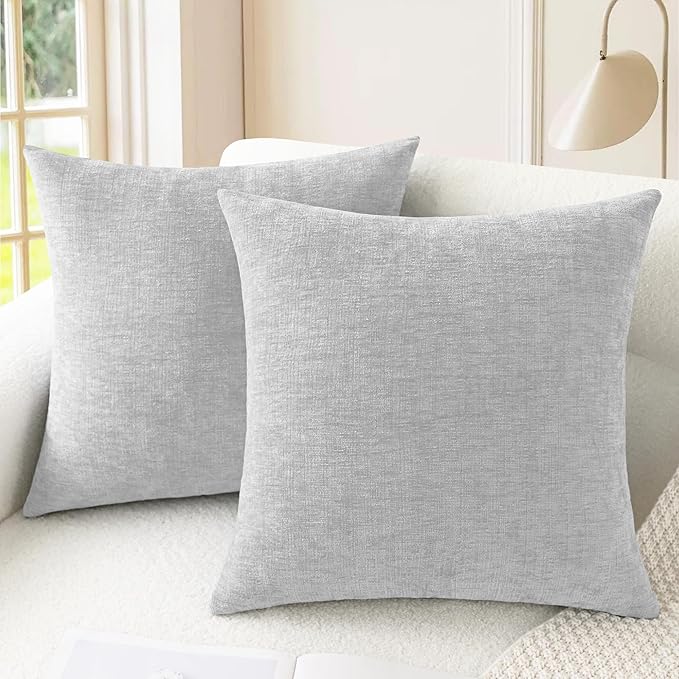 CaliTime Throw Pillow Covers Decorative 18 X 18 Inches Pack of 2 Cozy Chenille by CaliTime