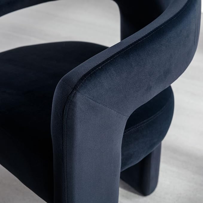 RIVOVA Black Modern Barrel Dining Chairs Set of 2, Velvet Upholstered Accent - Image 5