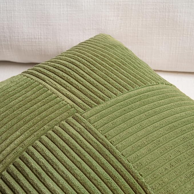 Fancy Homi 2 Packs Moss Green Lumbar Decorative Throw Pillow Covers 16x26 Inch - Image 3