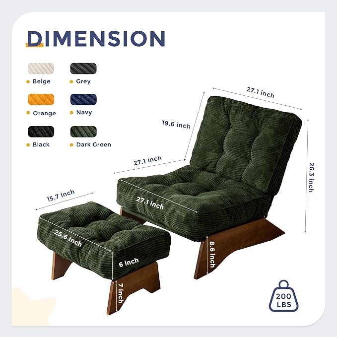 MAXYOYO Accent Chair with Ottoman Adjustable Backrest, Tufted Living Room Chair - Image 2