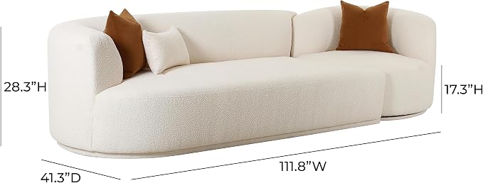 Tov Furniture Fickle Cream Boucle 2-Piece Modular LAF Sofa - Image 3