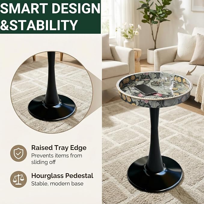 Gesodant Boho Chic Round Side Table, Stable Hourglass Pedestal Base, Unique - Image 5