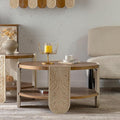 Carved Wooden Retro End Table, Double-Layer Storage Side Table by Unknown