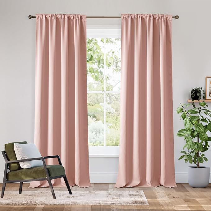 RYB HOME Bedroom Blackout Curtains 80 inches Long, 100% Blackout Thermal by RYBHOME
