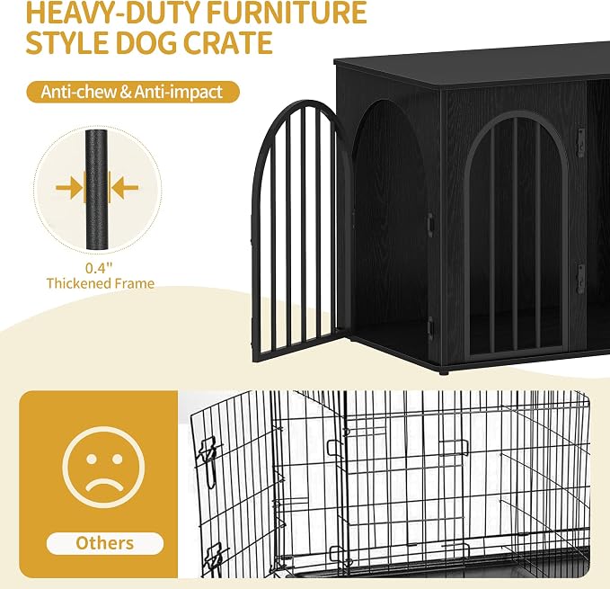 Hzuaneri 26.8'' Wooden Dog Crate Furniture, Indoor Dog Kennel Dogs Cage - Image 6