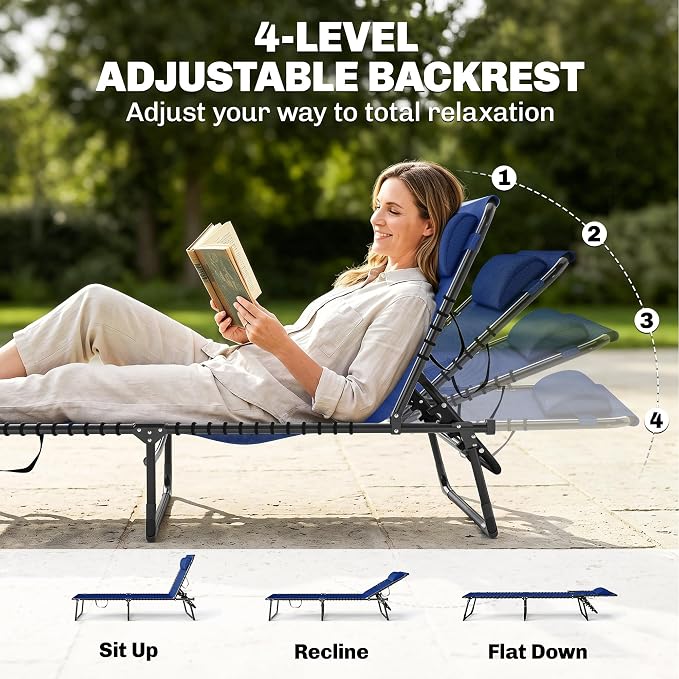 Outsunny Folding Chaise Lounge Chair, Patio Sun Tanning Chair, Outdoor Chaise - Image 4