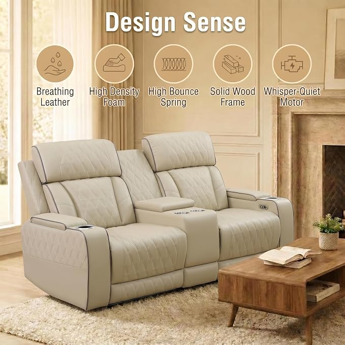Power Recliner Sofa Set with LED Lights, Includes 2 Manual Recliner 1 Seat and - Image 4