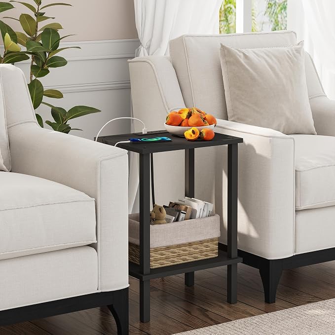 TUTOTAK End Table with Charging Station, Side Table with USB Ports and Outlets - Image 4