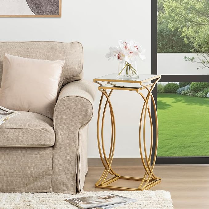 Glitzhome Nesting Side Tables, Coffee Tables Decorative Accent Tables - Image 4