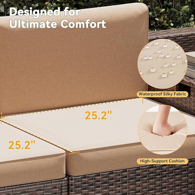 Aoxun 8 Piece Patio Furniture Set, Wicker Outdoor Furniture - Image 3