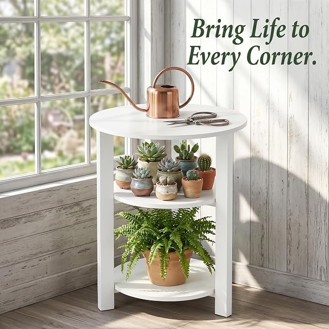 Farmhouse 3-Tier Round Side Table, 17.7 * 21.7inch End Table - Image 7