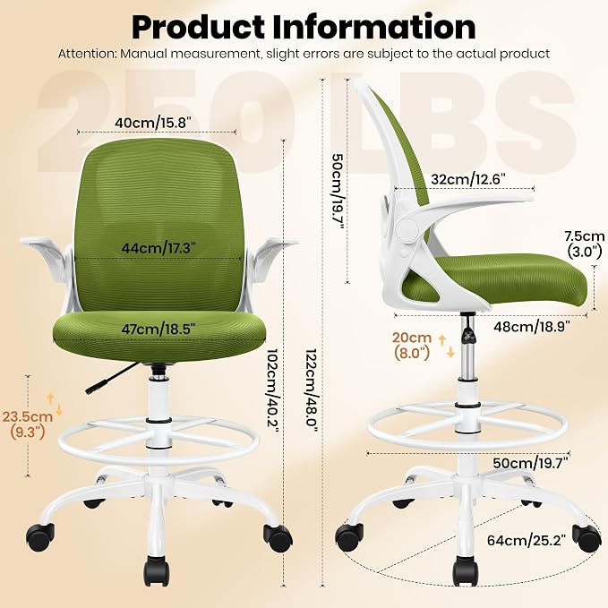 Primy Drafting Chair Tall Office Chair - Image 3