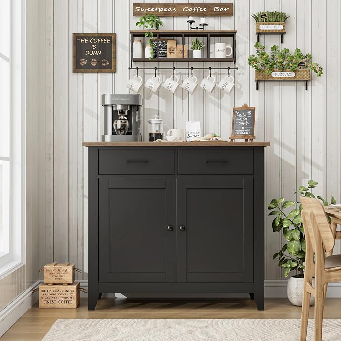 HORSTORS Kitchen Storage Cabinet, Modern Farmhouse Buffet Cabinet - Image 2