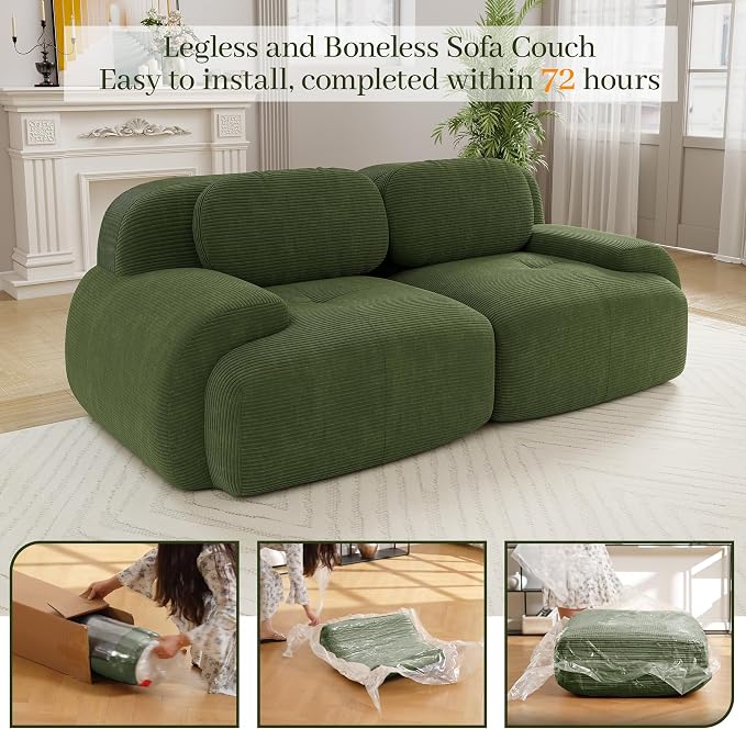 Boneless Sectional Couch, No Assembly Required, 81.8” Modular Cloud Sofa - Image 9