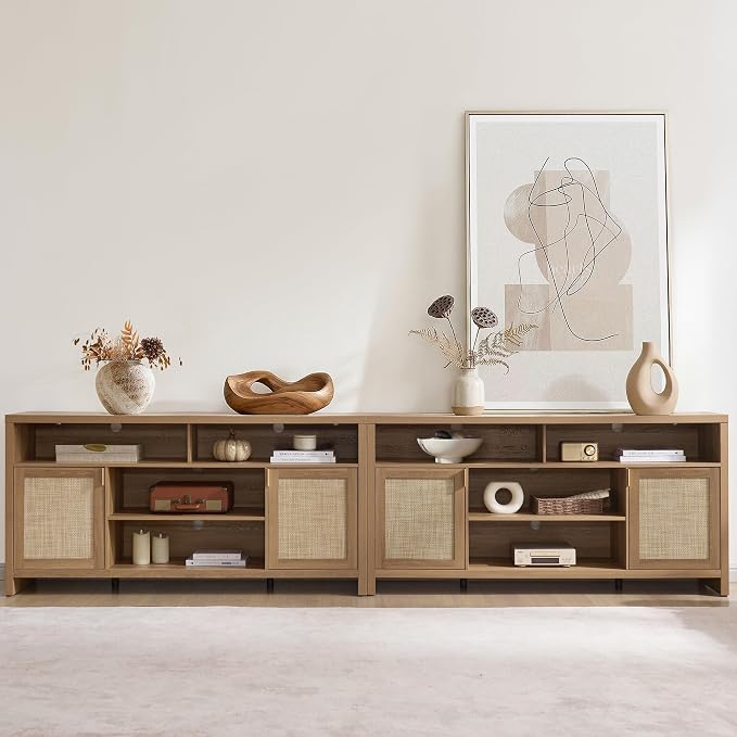SICOTAS 63" Rattan TV Stand for 55" 65" TV - Image 7