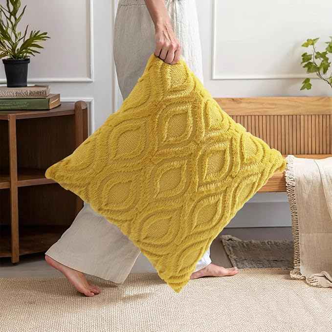 decorUhome Summer Throw Pillow Covers 22x22 Inch Set of 2, Soft Plush Faux Wool - Image 8