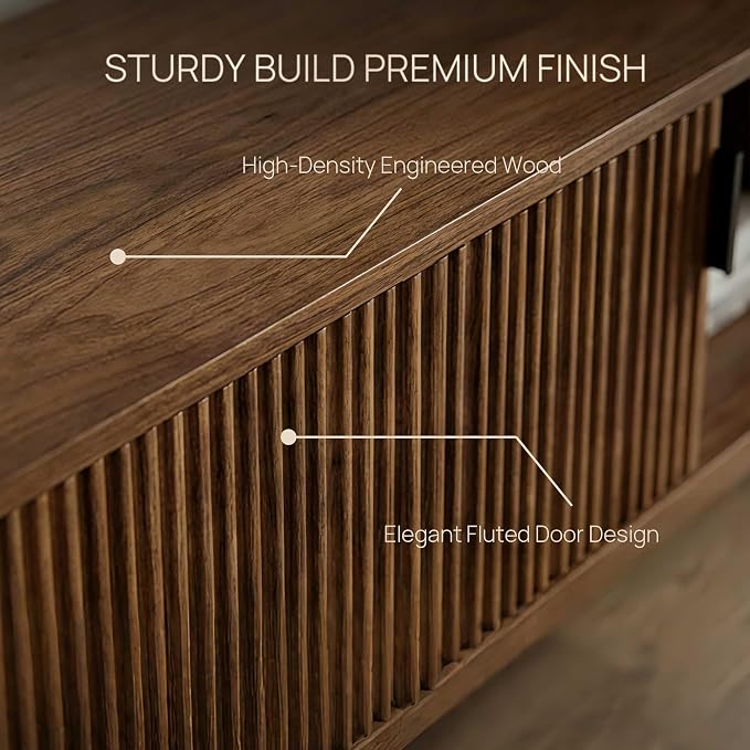Alpen Fluted TV Stands for Living Room, Wood Television Media Cabinet for - Image 4
