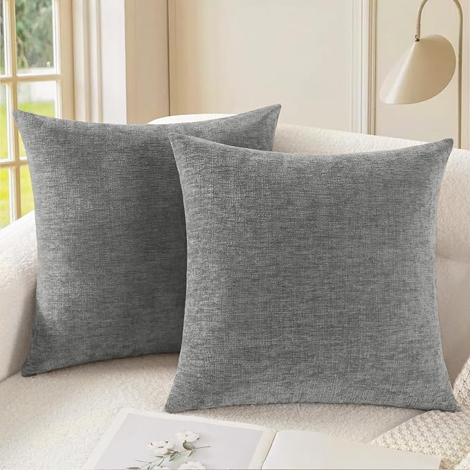 CaliTime Throw Pillow Covers Decorative 26 X 26 Inches Pack of 2 Cozy Chenille by CaliTime