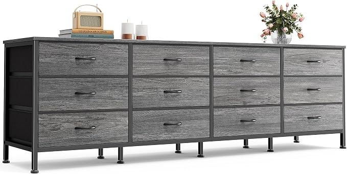 Huuger 70 Inch Dresser for Bedroom, TV Stand for 65, 80 Inch TV, 12 Fabric by Huuger