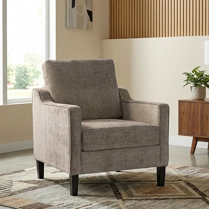 TLSUNNY Mid-Century Accent Chair, Modern Upholstered Chenille Armchair & Padded by TLSUNNY