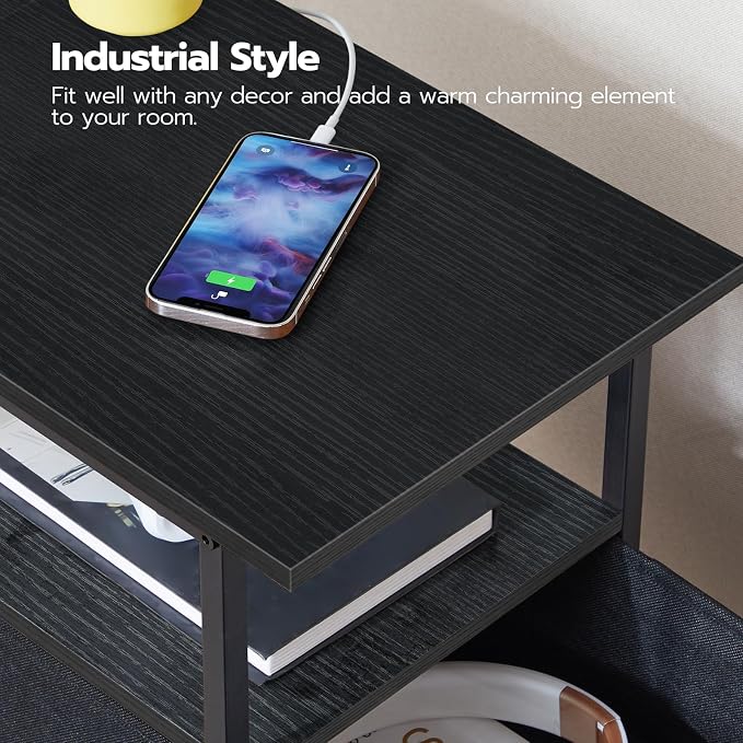HOOBRO End Table with Charging Station, Narrow Side Table, Nightstand with 2 - Image 7
