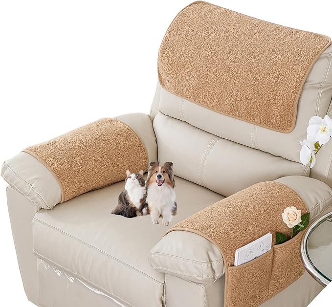 Armrest Covers - Arm Chair Covers Set of 3 Recliner Chair Covers, by Obliqwin