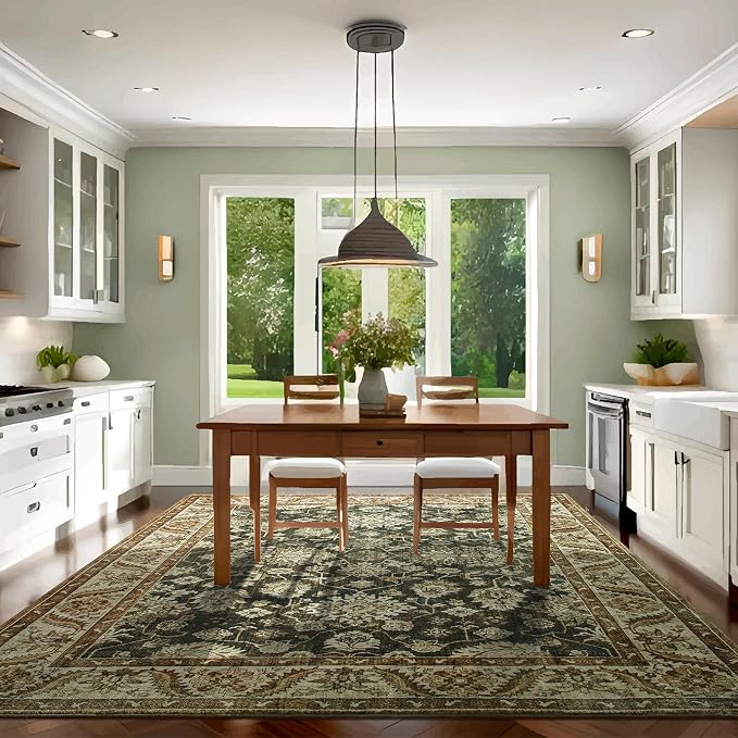 Area Rug for Living Room, 8x10 Area Rugs Washable, Retro Floral Non-Slip Carpet - Image 7