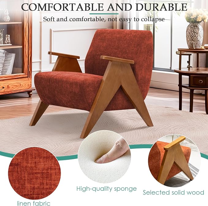 2 Pcs Home Accent Chair Mid Century Modern Accent Chair - Image 3