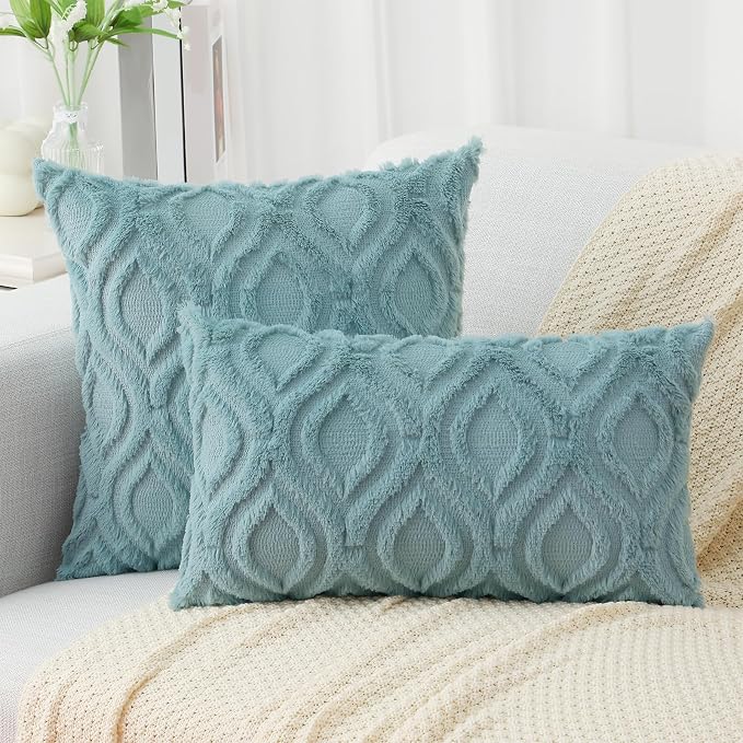 decorUhome Summer Throw Pillow Covers 16x16 Inch Set of 2, Soft Plush Faux Wool - Image 7