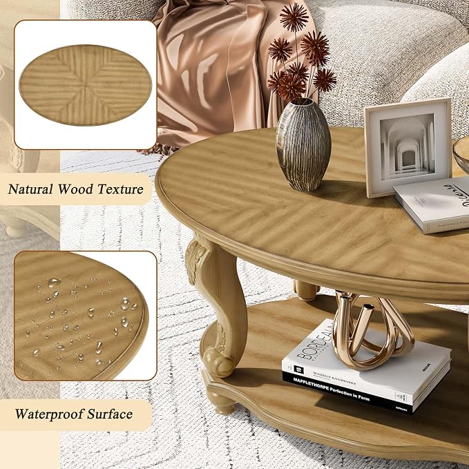 Solid Wood Coffee Table Set for Living Room, Coffee Table & 2 End Side Table - Image 4