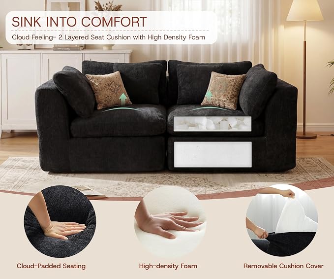 GRUSIGN 79'' Oversized Cloud Sectional Boneles Loveseat - Image 9