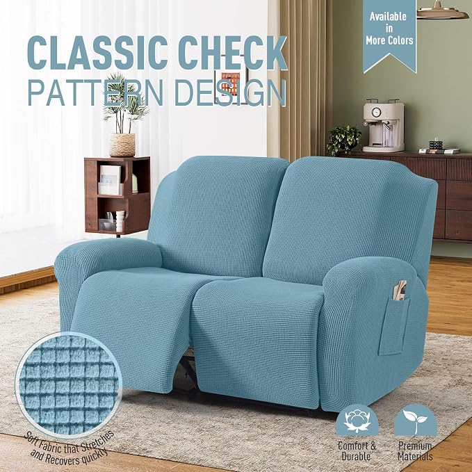 TAOCOCO Recliner Loveseat Slipcover, 6 Pieces Dual Recliner Sofa Covers - Image 2