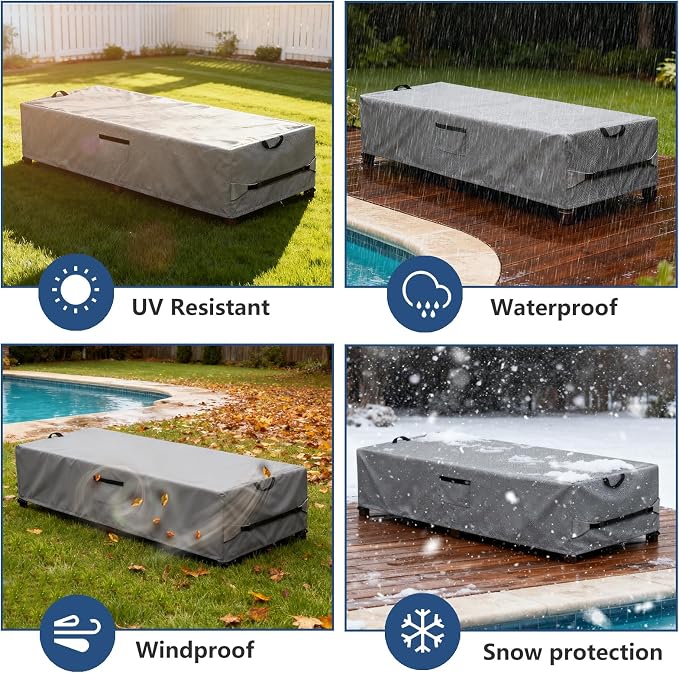 Waterproof Patio Lounge Chair Cover 2 Pack, Heavy Duty 600D Waterproof Outdoor - Image 7