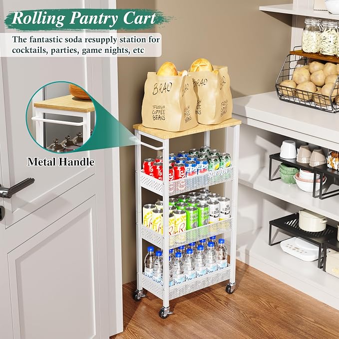 OKZEST Utility Slim Storage Cart, 4-Tier Narrow Bathroom Organizers and Storage - Image 7