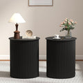 AVZEAR Small Round Side Table Fluted Night Stand Set of 2, 17.7" Mid Century by AVZEAR