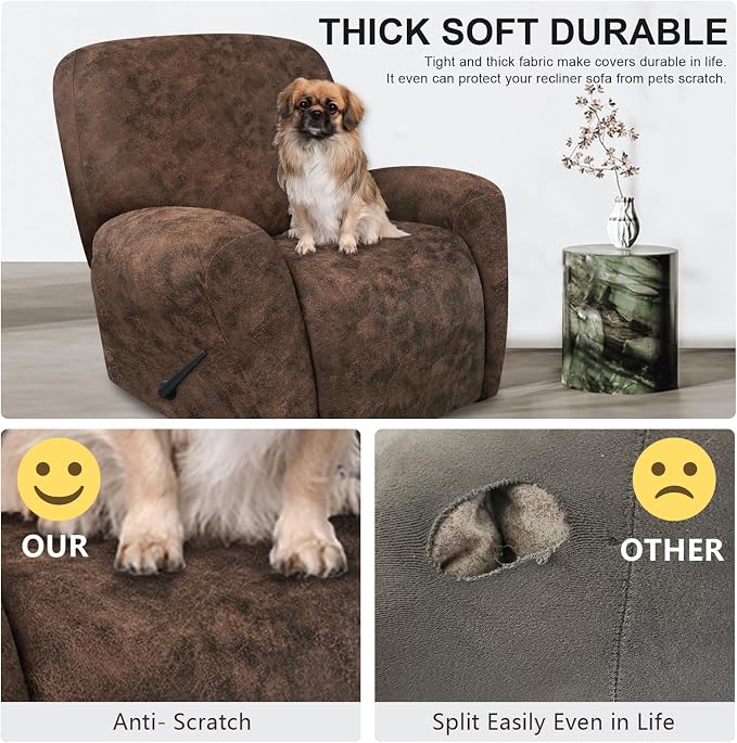 ANARACHON Leather Look Recliner Chair Covers Stay in Place 4-Piece Recliner - Image 6