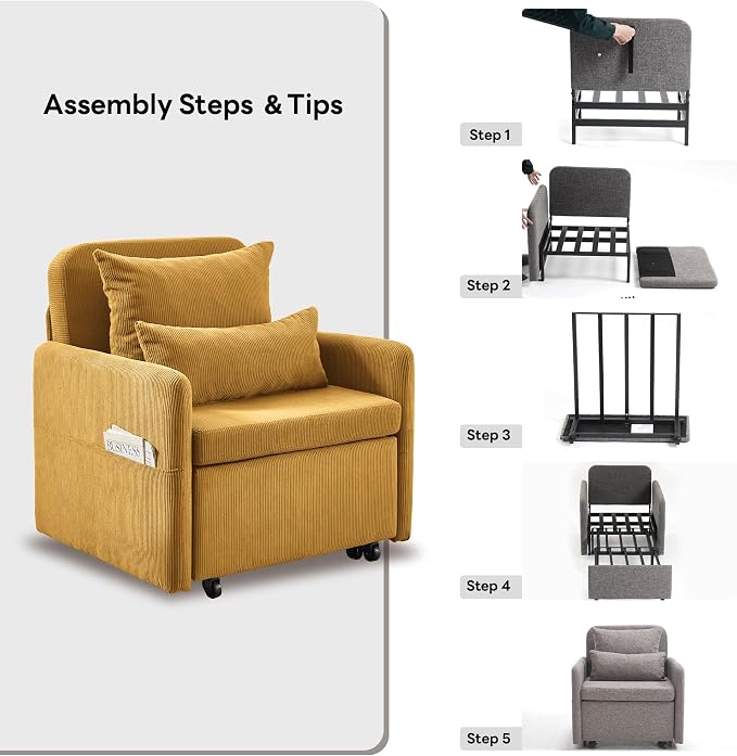 Iroomy 5-Level Adjustable Convertible Sleeper Chair Set of 2, 3-in-1 87'' Long - Image 9