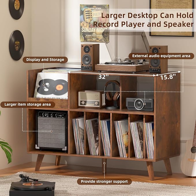 LELELINKY Large 48'' Record Player Stand - Image 4