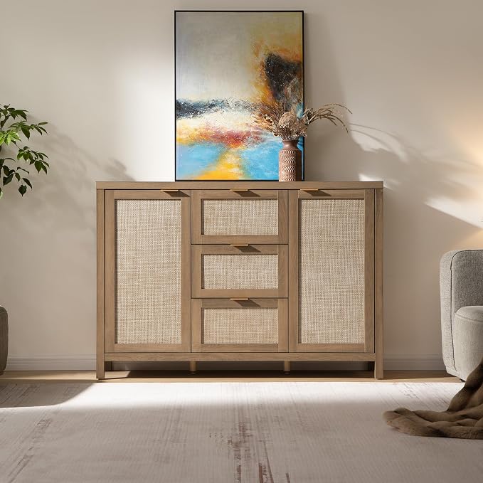 SICOTAS Rattan Sideboard Buffet Cabinet - Image 2