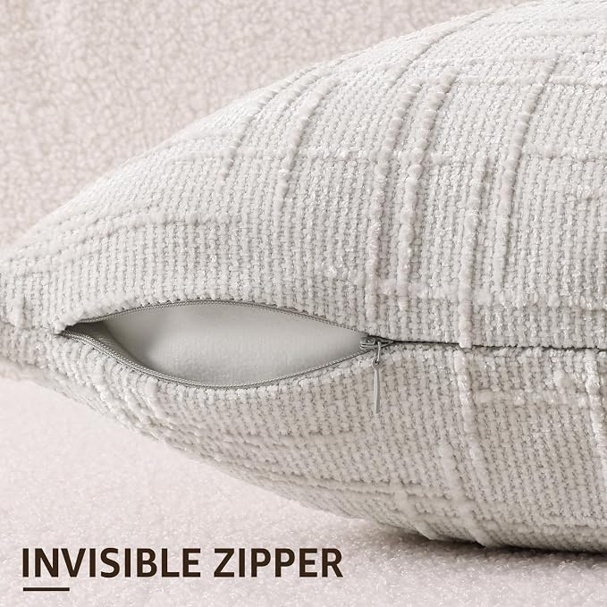 decorUhome Light Grey Chenille Euro Sham Throw Pillow Covers 26x26 Set of 2 - Image 3