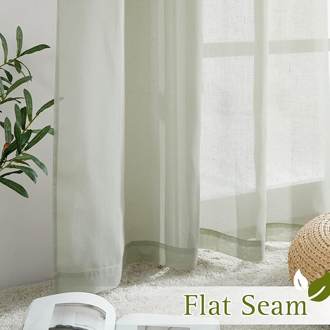 NICETOWN Linen Sheer sage green Curtains 84 inch Length - Image 6