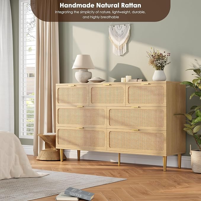 GarveeHome Rattan 7 Drawer Dressers - Image 7